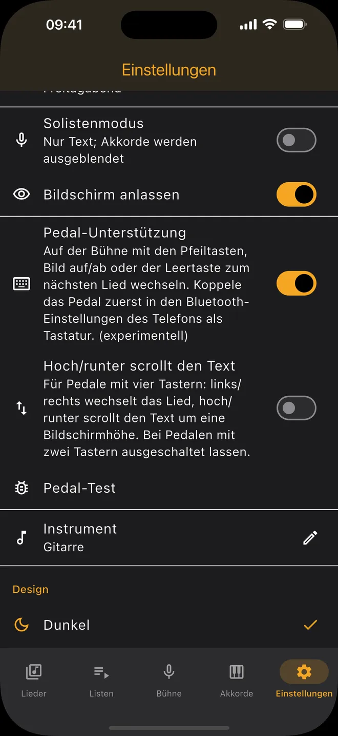 Einstellungen — Pedalunterstützung und Design