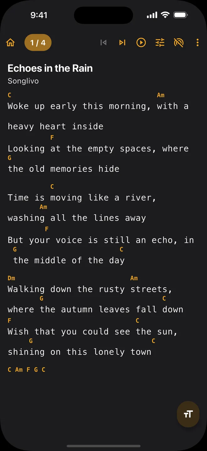 Song view — chords and lyrics