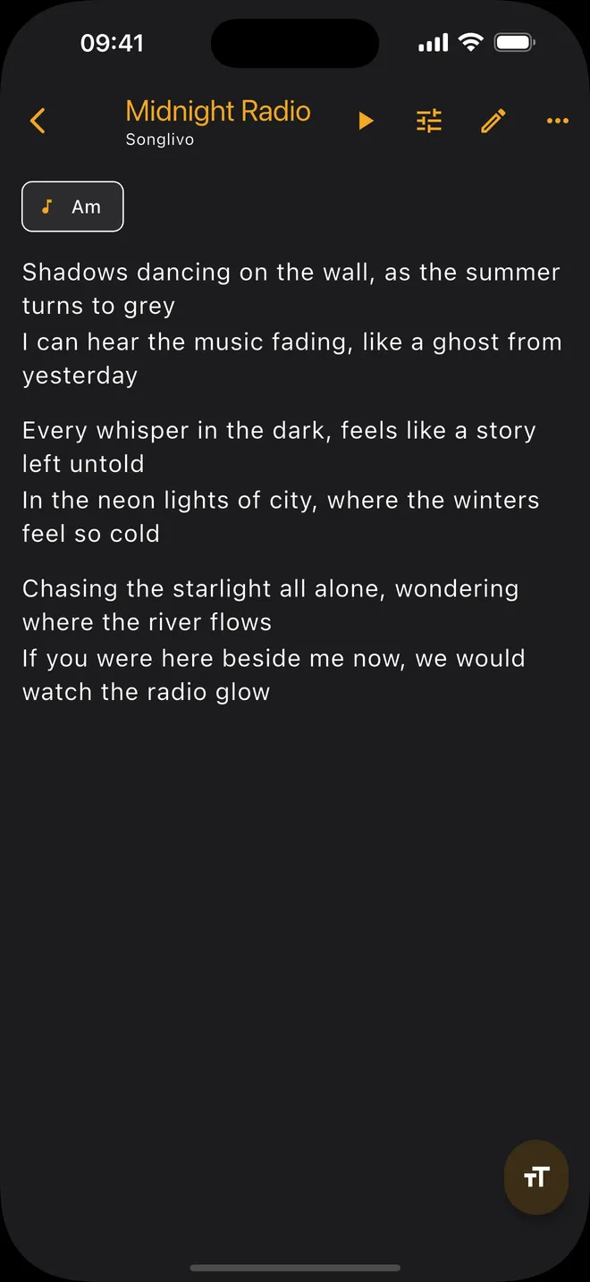 Modo vocalista — apenas a letra